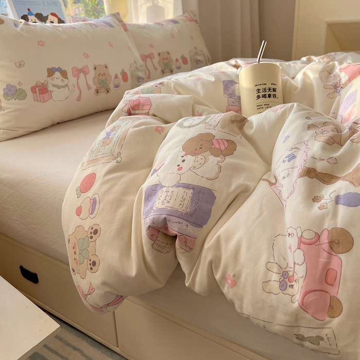 91家纺网 家纺一手货源 找家纺 六巷胡同 2025新款40s13070全棉纯棉卡通单品系列被套单件-单被套 欢乐课堂趴