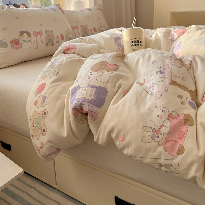 91家纺网 家纺一手货源 找家纺 六巷胡同 2025新款40s13070全棉纯棉卡通单品系列被套单件-单被套 欢乐课堂趴