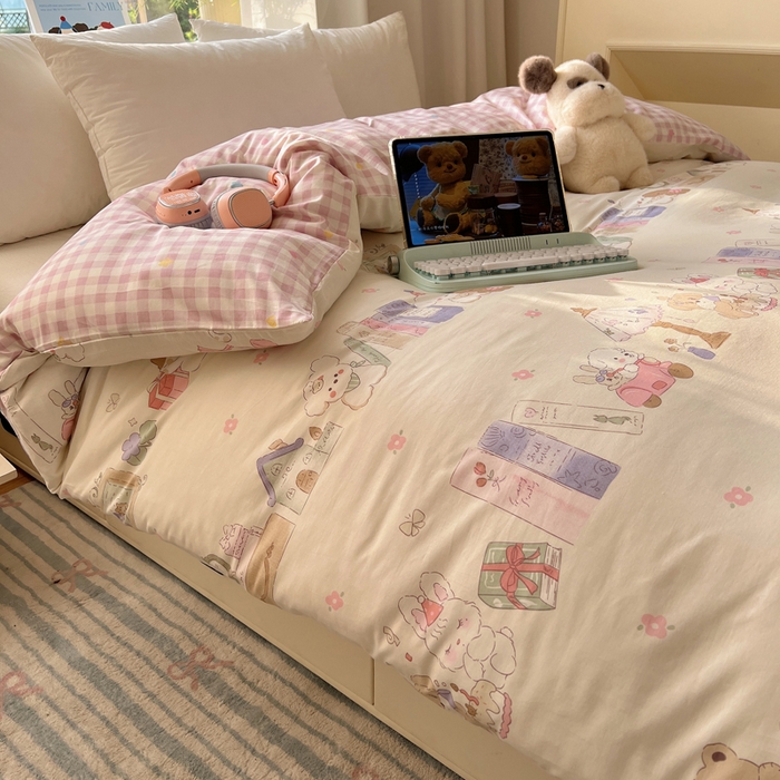 91家纺网 家纺一手货源 找家纺 六巷胡同 2025新款40s13070全棉纯棉卡通单品系列被套单件-单被套 欢乐课堂趴