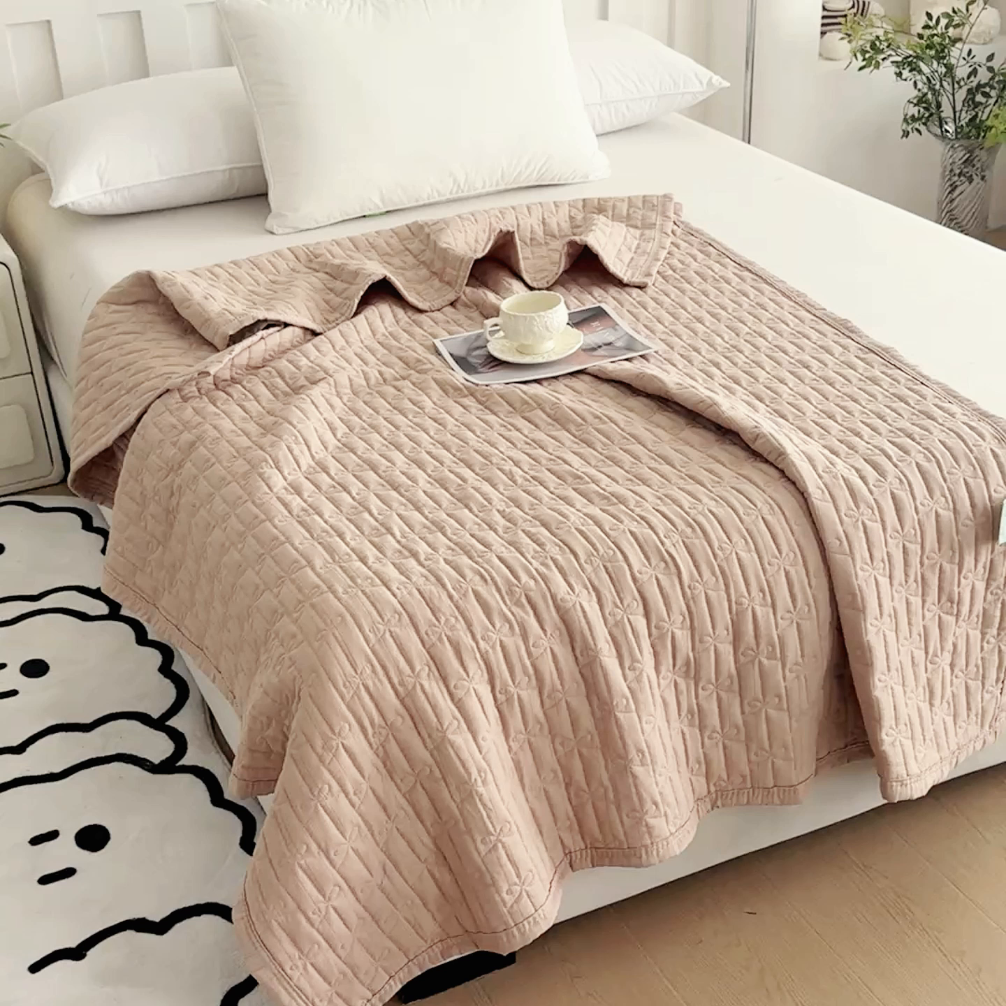 91家纺网 家纺一手货源 找家纺 梓依家纺 2025新款柔软舒适云纱棉夏被夏凉被空调被 云纱棉-奶油咖