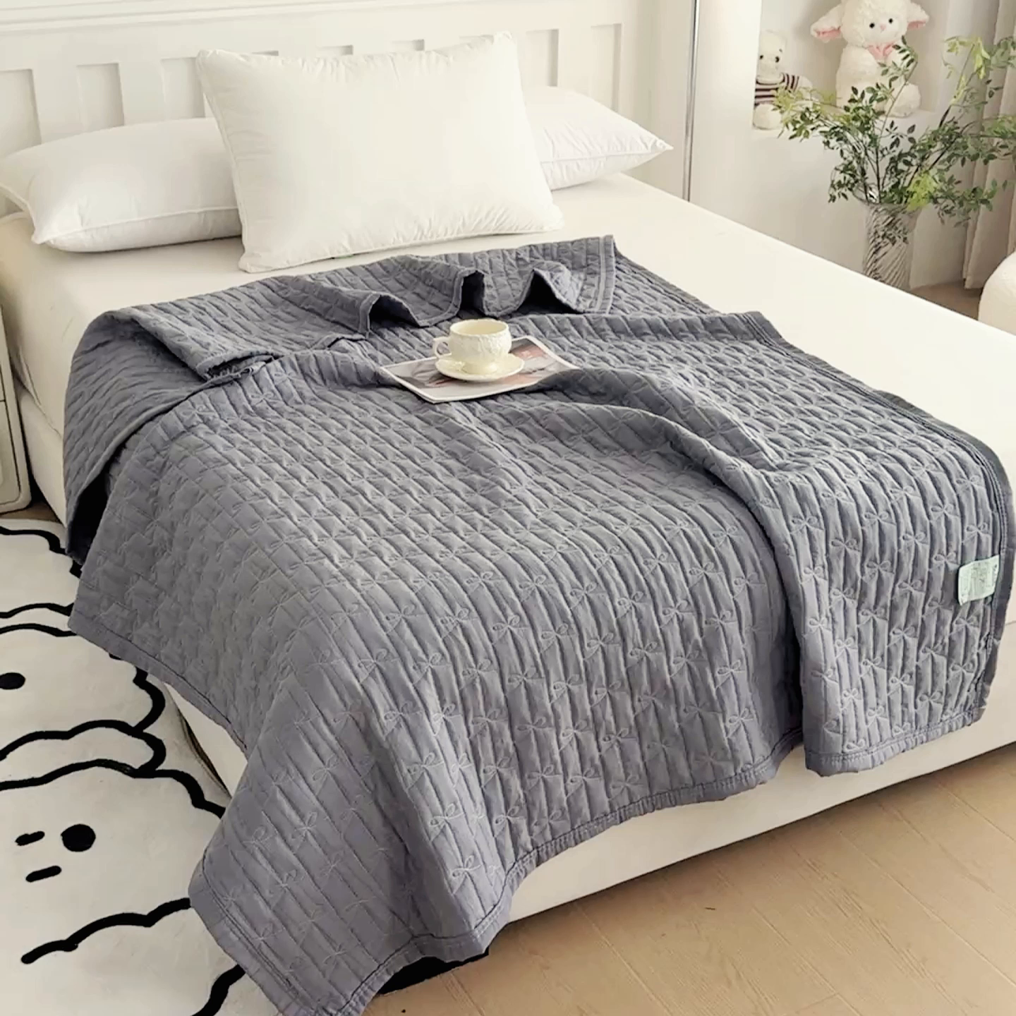 91家纺网 家纺一手货源 找家纺 梓依家纺 2025新款柔软舒适云纱棉夏被夏凉被空调被 云纱棉-深灰