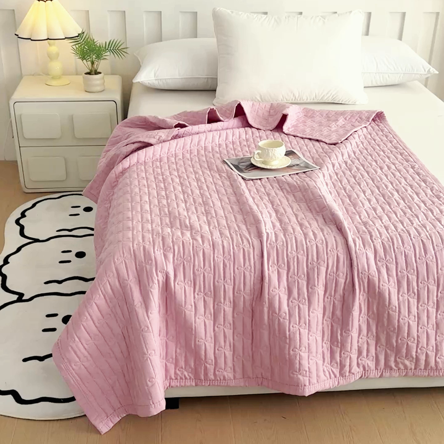 91家纺网 家纺一手货源 找家纺 梓依家纺 2025新款柔软舒适云纱棉夏被夏凉被空调被 云纱棉-初恋粉