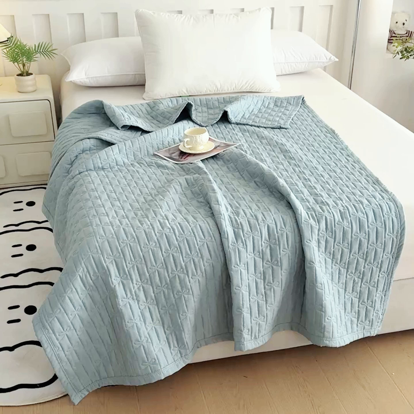 91家纺网 家纺一手货源 找家纺 梓依家纺 2025新款柔软舒适云纱棉夏被夏凉被空调被 云纱棉-雾霾蓝