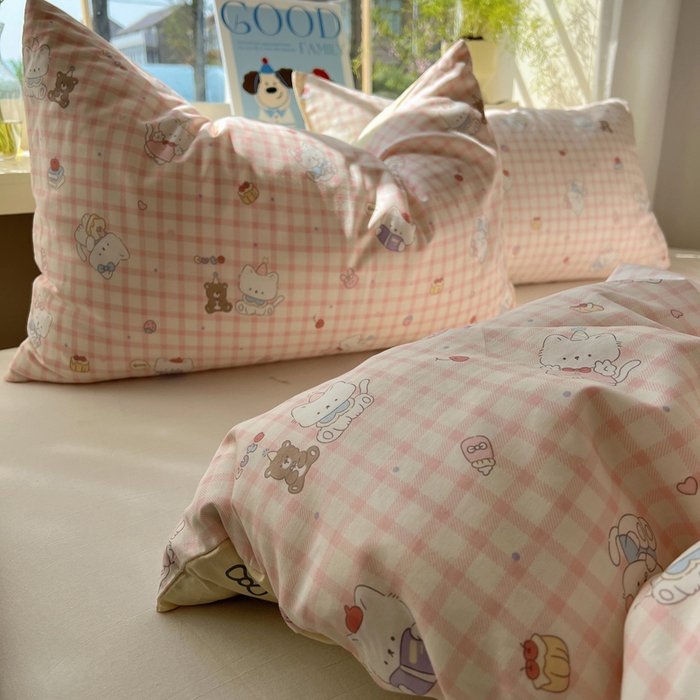 91家纺网 家纺一手货源 找家纺 六巷胡同 2025新款40s13070全棉纯棉卡通单品系列被套单件-单被套 卡哇伊猫咪