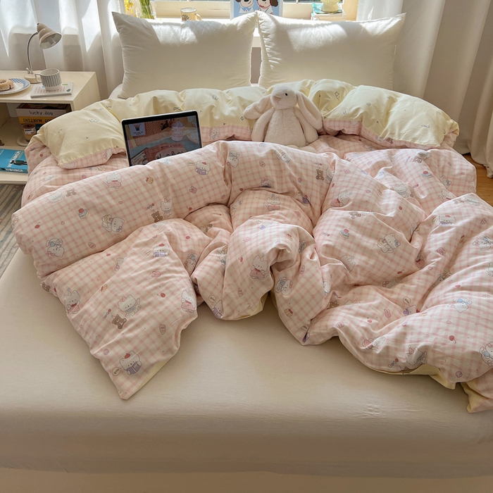 91家纺网 家纺一手货源 找家纺 六巷胡同 2025新款40s13070全棉纯棉卡通单品系列被套单件-单被套 卡哇伊猫咪