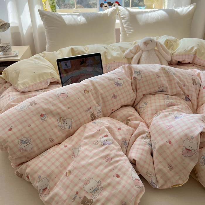 91家纺网 家纺一手货源 找家纺 六巷胡同 2025新款40s13070全棉纯棉卡通单品系列被套单件-单被套 卡哇伊猫咪
