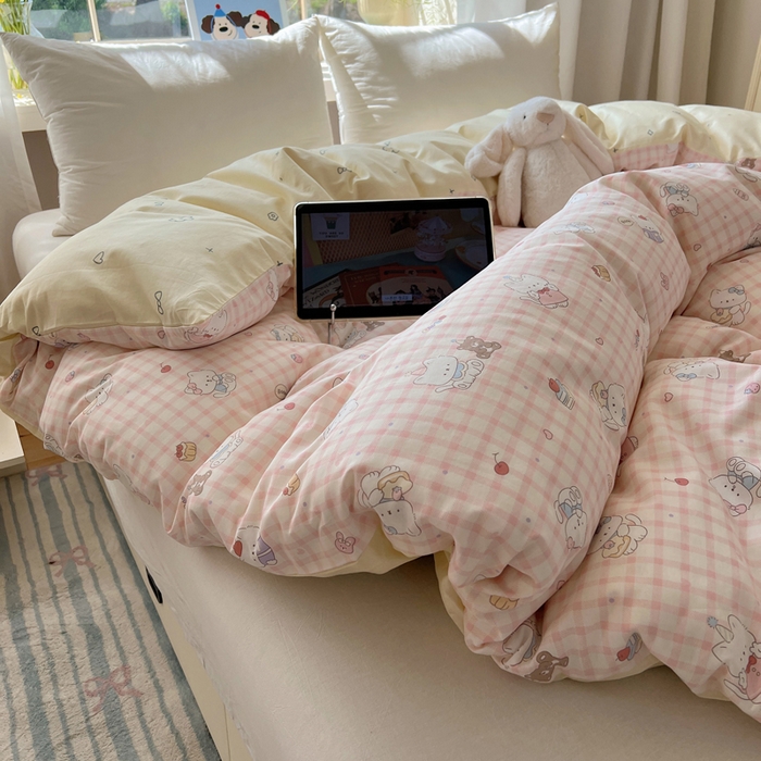 91家纺网 家纺一手货源 找家纺 六巷胡同 2025新款40s13070全棉纯棉卡通单品系列被套单件-单被套 卡哇伊猫咪