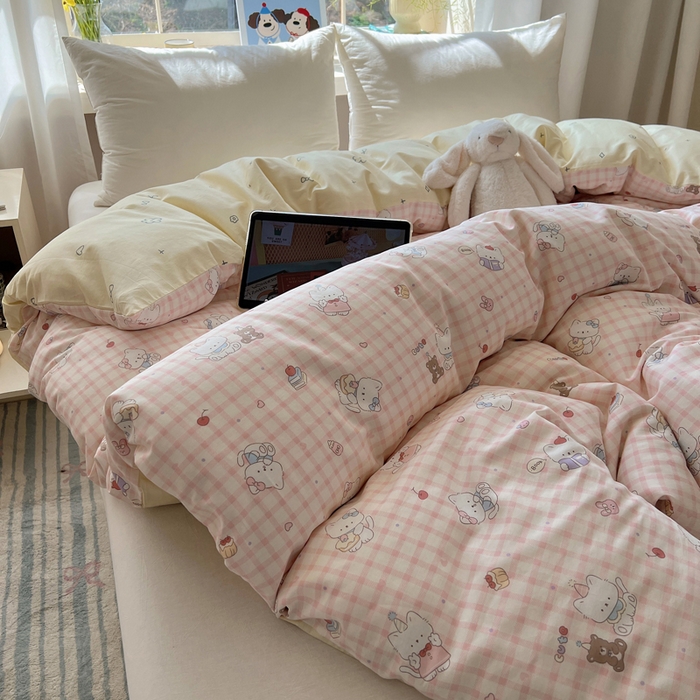 91家纺网 家纺一手货源 找家纺 六巷胡同 2025新款40s13070全棉纯棉卡通单品系列被套单件-单被套 卡哇伊猫咪