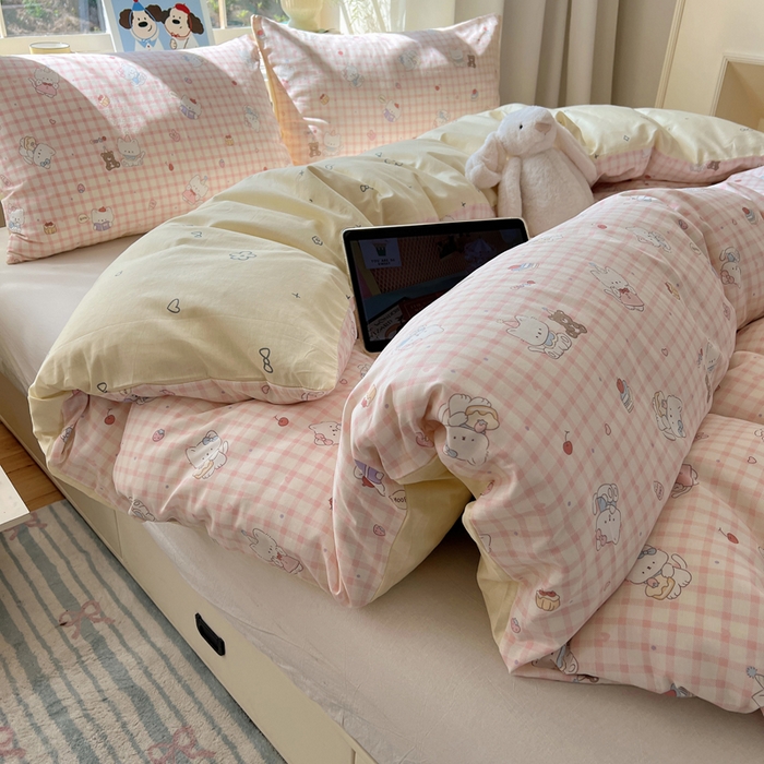 91家纺网 家纺一手货源 找家纺 六巷胡同 2025新款40s13070全棉纯棉卡通单品系列被套单件-单被套 卡哇伊猫咪