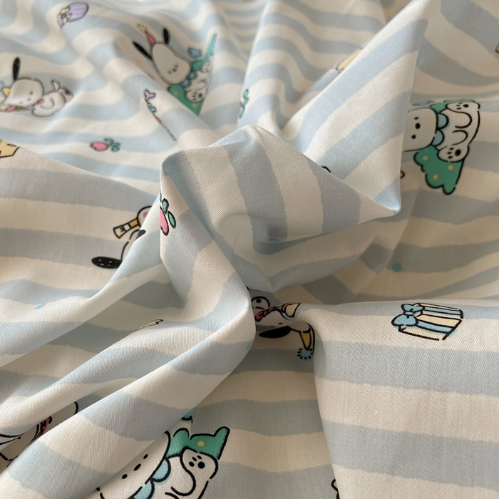 91家纺网 家纺一手货源 找家纺 六巷胡同 2025新款40s13070全棉纯棉卡通单品系列被套单件-单被套 蓝条努比犬