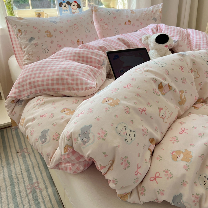 六巷胡同 2025新款40s13070全棉纯棉卡通单品系列被套单件-单被套 浪漫碎花犬