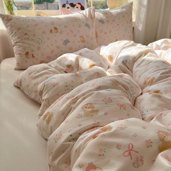 91家纺网 家纺一手货源 找家纺 六巷胡同 2025新款40s13070全棉纯棉卡通单品系列被套单件-单被套 浪漫碎花犬