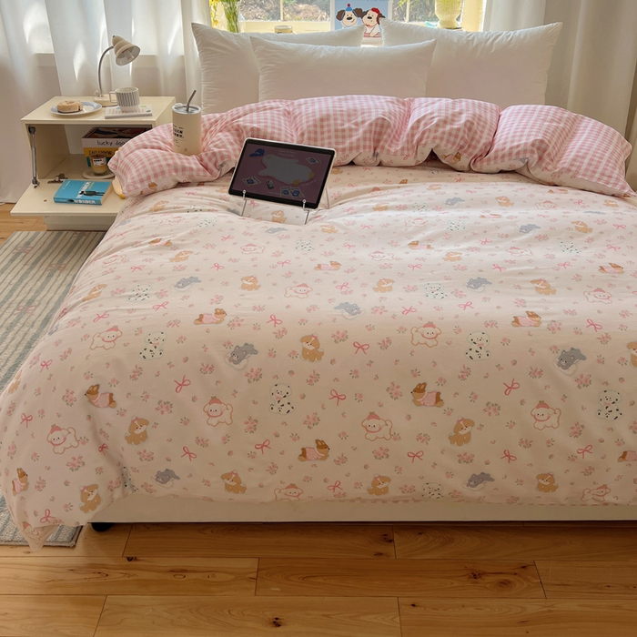 91家纺网 家纺一手货源 找家纺 六巷胡同 2025新款40s13070全棉纯棉卡通单品系列被套单件-单被套 浪漫碎花犬
