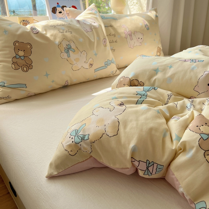 91家纺网 家纺一手货源 找家纺 六巷胡同 2025新款40s13070全棉纯棉卡通单品系列被套单件-单被套 猫咪甜甜圈