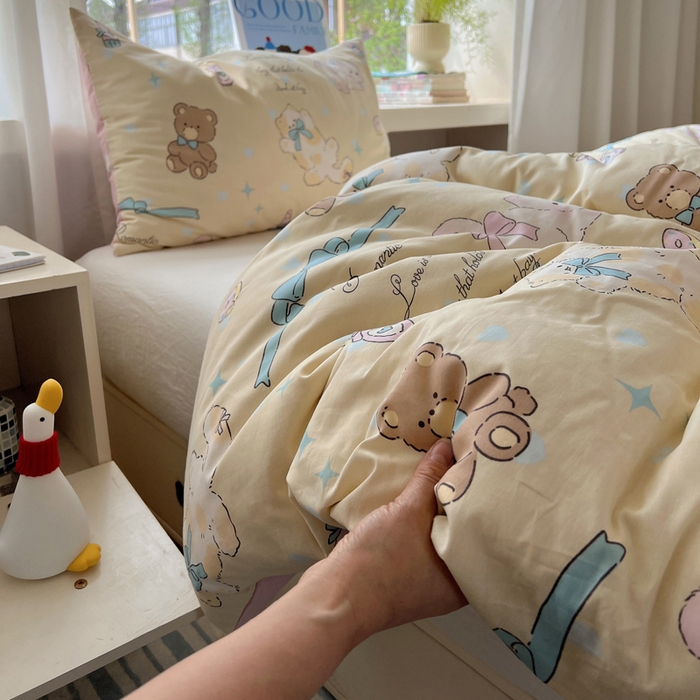 91家纺网 家纺一手货源 找家纺 六巷胡同 2025新款40s13070全棉纯棉卡通单品系列被套单件-单被套 猫咪甜甜圈