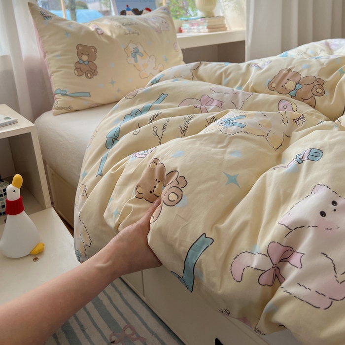 91家纺网 家纺一手货源 找家纺 六巷胡同 2025新款40s13070全棉纯棉卡通单品系列被套单件-单被套 猫咪甜甜圈