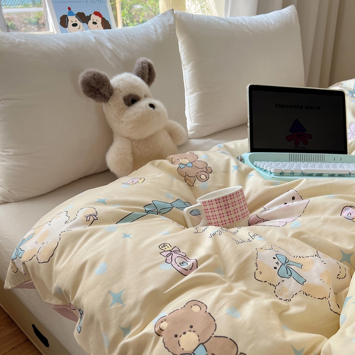 91家纺网 家纺一手货源 找家纺 六巷胡同 2025新款40s13070全棉纯棉卡通单品系列被套单件-单被套 猫咪甜甜圈