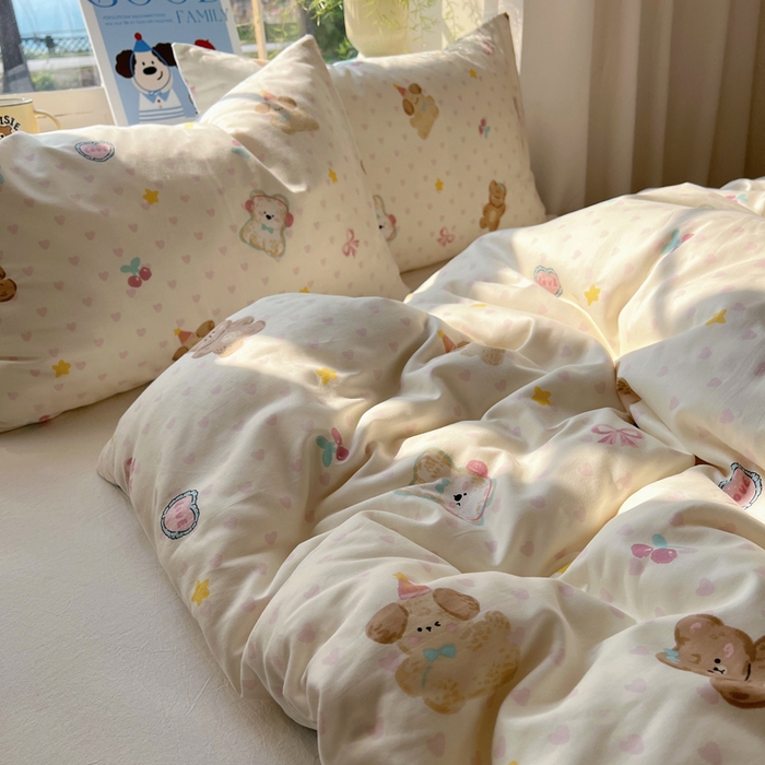 91家纺网 家纺一手货源 找家纺 六巷胡同 2025新款40s13070全棉纯棉卡通单品系列被套单件-单被套 奶油甜心熊