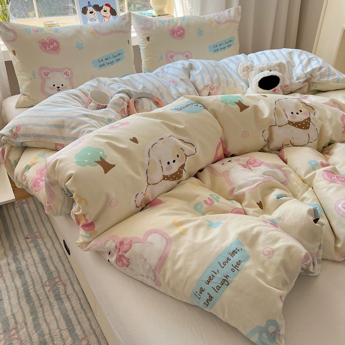 六巷胡同 2025新款40s13070全棉纯棉卡通单品系列被套单件-单被套 泡芙萌趣狗