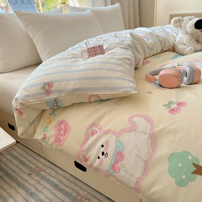 91家纺网 家纺一手货源 找家纺 六巷胡同 2025新款40s13070全棉纯棉卡通单品系列被套单件-单被套 泡芙萌趣狗