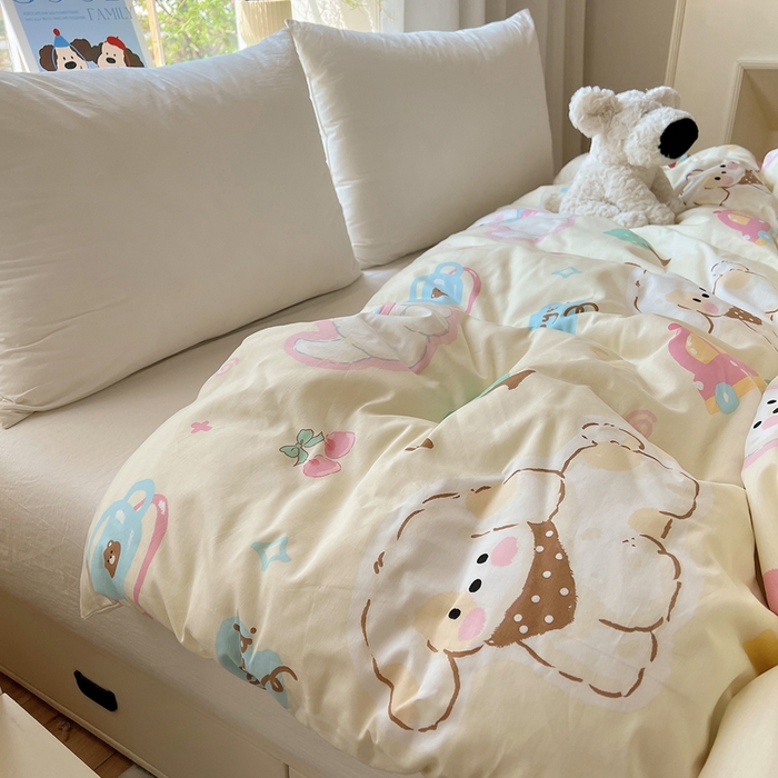 91家纺网 家纺一手货源 找家纺 六巷胡同 2025新款40s13070全棉纯棉卡通单品系列被套单件-单被套 泡芙萌趣狗