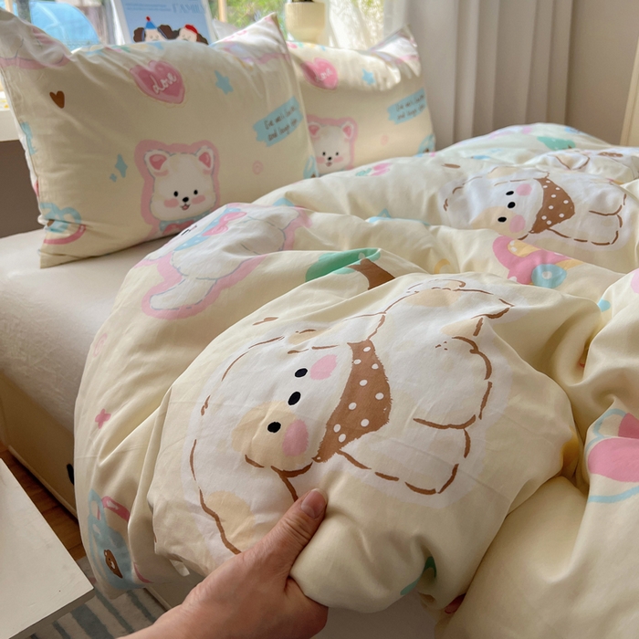 91家纺网 家纺一手货源 找家纺 六巷胡同 2025新款40s13070全棉纯棉卡通单品系列被套单件-单被套 泡芙萌趣狗
