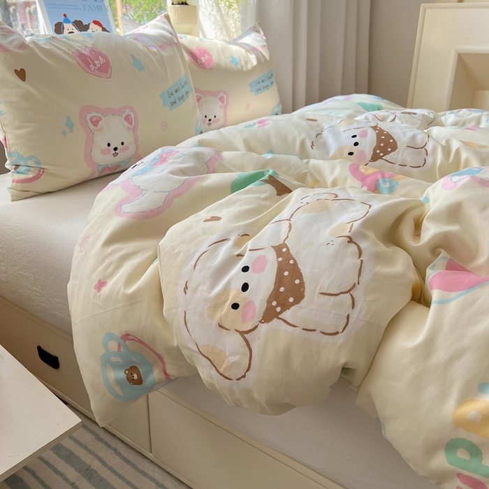 91家纺网 家纺一手货源 找家纺 六巷胡同 2025新款40s13070全棉纯棉卡通单品系列被套单件-单被套 泡芙萌趣狗