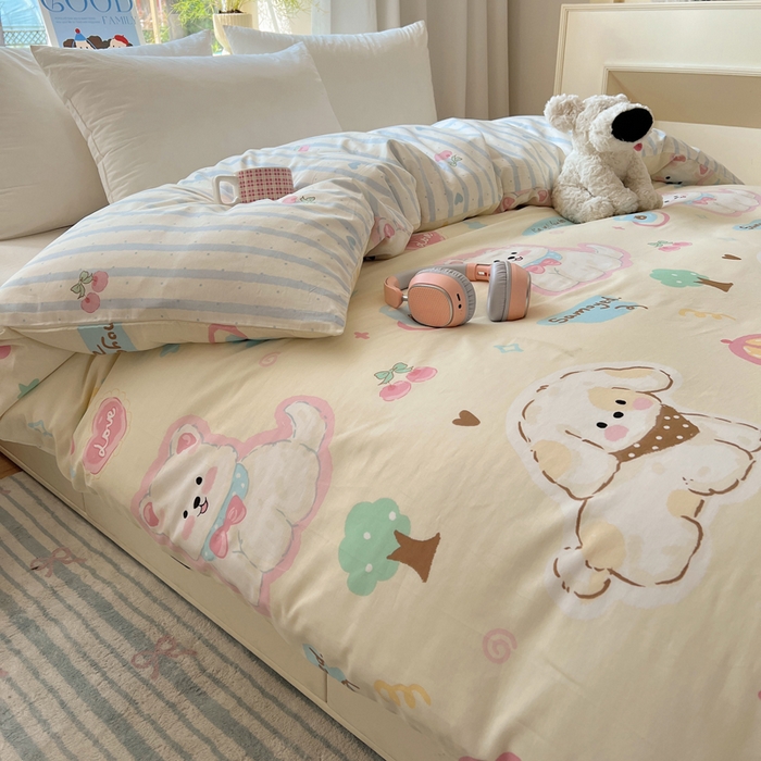 91家纺网 家纺一手货源 找家纺 六巷胡同 2025新款40s13070全棉纯棉卡通单品系列被套单件-单被套 泡芙萌趣狗