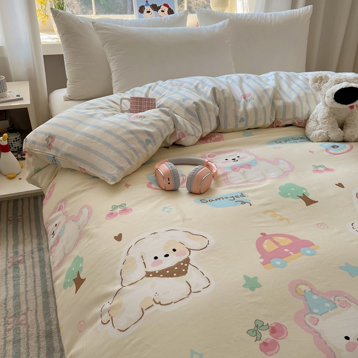 91家纺网 家纺一手货源 找家纺 六巷胡同 2025新款40s13070全棉纯棉卡通单品系列被套单件-单被套 泡芙萌趣狗