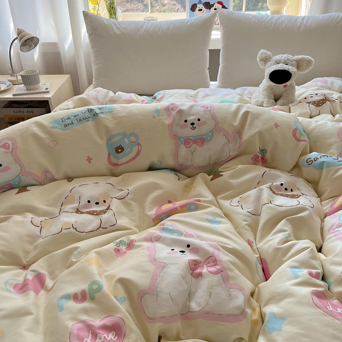91家纺网 家纺一手货源 找家纺 六巷胡同 2025新款40s13070全棉纯棉卡通单品系列被套单件-单被套 泡芙萌趣狗
