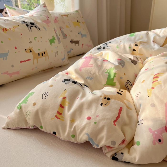 91家纺网 家纺一手货源 找家纺 六巷胡同 2025新款40s13070全棉纯棉卡通单品系列被套单件-单被套 趣味斑点狗