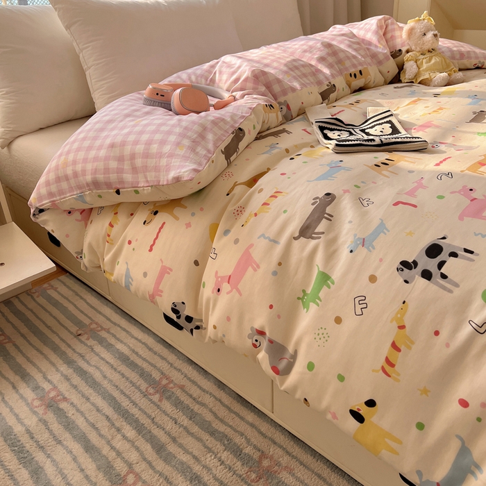 91家纺网 家纺一手货源 找家纺 六巷胡同 2025新款40s13070全棉纯棉卡通单品系列被套单件-单被套 趣味斑点狗