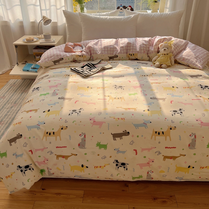 91家纺网 家纺一手货源 找家纺 六巷胡同 2025新款40s13070全棉纯棉卡通单品系列被套单件-单被套 趣味斑点狗