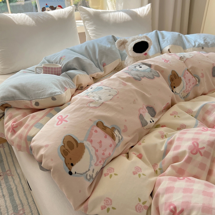 91家纺网 家纺一手货源 找家纺 六巷胡同 2025新款40s13070全棉纯棉卡通单品系列被套单件-单被套 洋气柯基崽