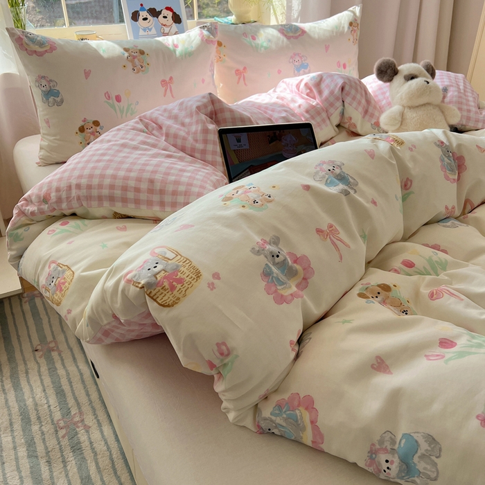 六巷胡同 2025新款40s13070全棉纯棉卡通单品系列被套单件-单被套 郁金香狗狗