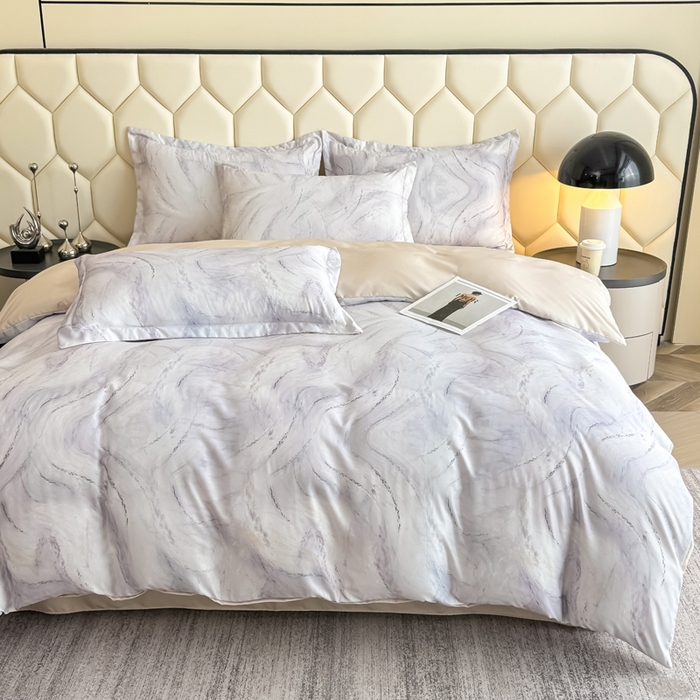 91家纺网 家纺一手货源 找家纺 优纤家纺 2025新款水洗真丝四件套 高定风华