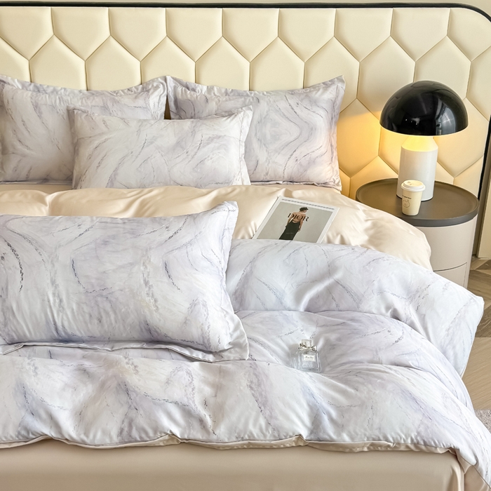 91家纺网 家纺一手货源 找家纺 优纤家纺 2025新款水洗真丝四件套 高定风华