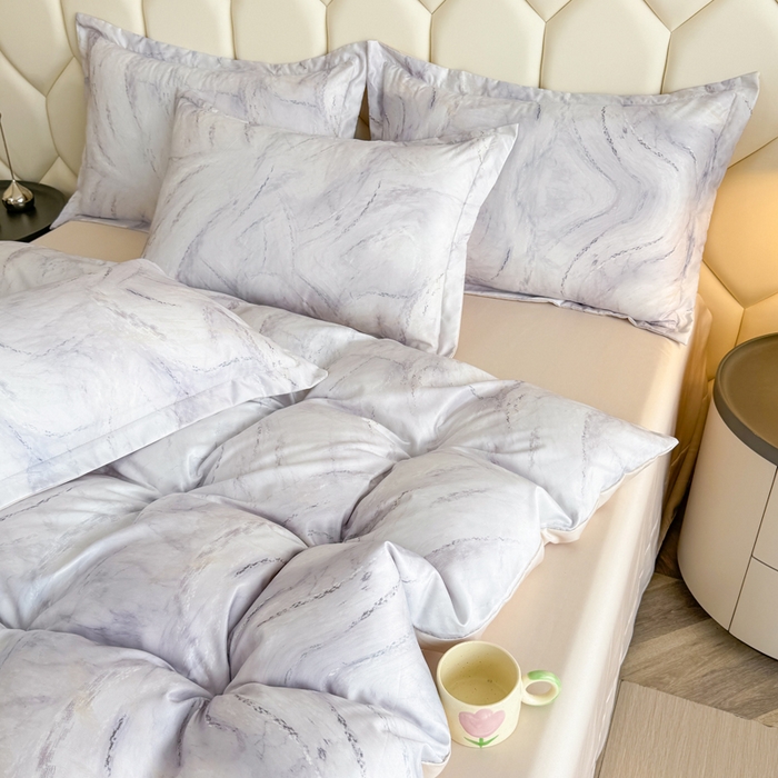 91家纺网 家纺一手货源 找家纺 优纤家纺 2025新款水洗真丝四件套 高定风华