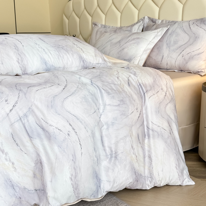 91家纺网 家纺一手货源 找家纺 优纤家纺 2025新款水洗真丝四件套 高定风华