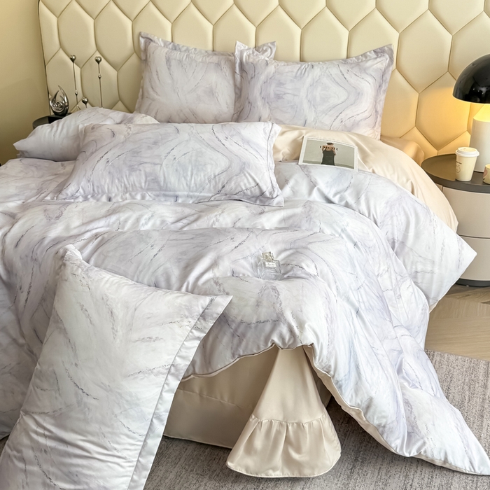 91家纺网 家纺一手货源 找家纺 优纤家纺 2025新款水洗真丝四件套 高定风华