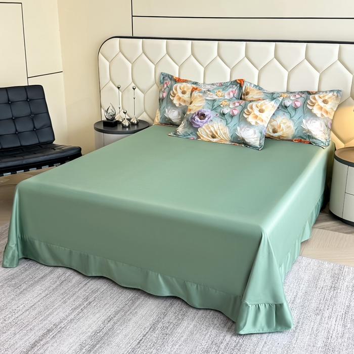 91家纺网 家纺一手货源 找家纺 优纤家纺 2025新款水洗真丝四件套 花间时光