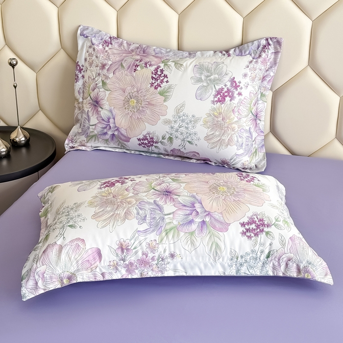 91家纺网 家纺一手货源 找家纺 优纤家纺 2025新款水洗真丝四件套 九重紫