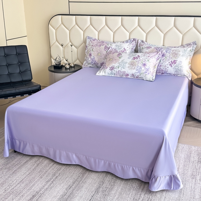 91家纺网 家纺一手货源 找家纺 优纤家纺 2025新款水洗真丝四件套 九重紫