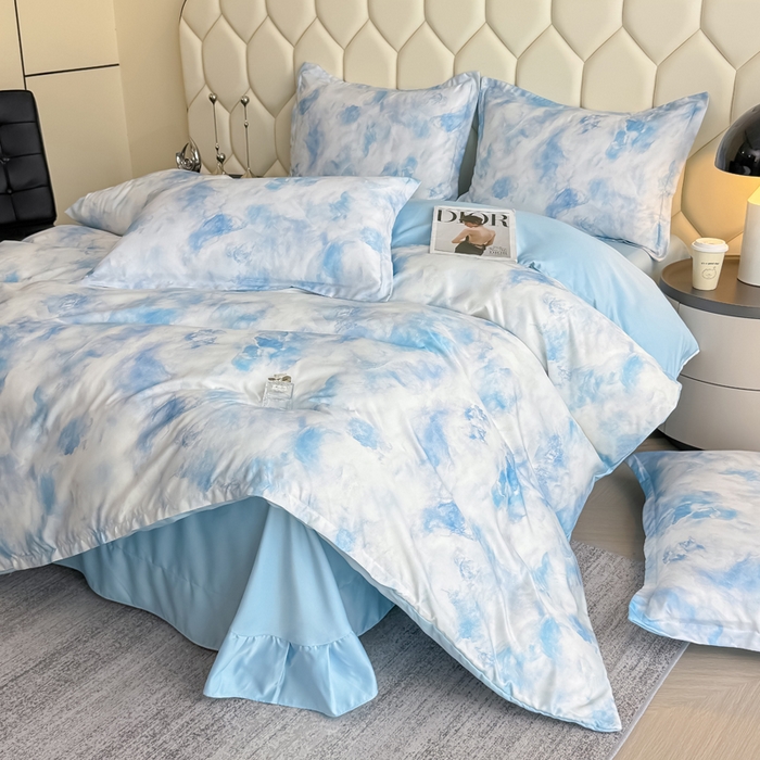 91家纺网 家纺一手货源 找家纺 优纤家纺 2025新款水洗真丝四件套 流满时光