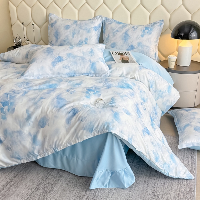 91家纺网 家纺一手货源 找家纺 优纤家纺 2025新款水洗真丝四件套 流满时光