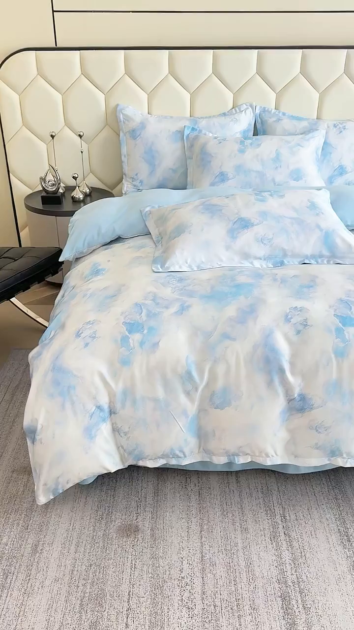 91家纺网 家纺一手货源 找家纺 优纤家纺 2025新款水洗真丝四件套 流满时光