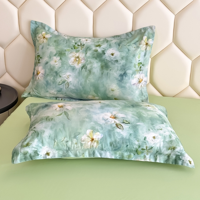 91家纺网 家纺一手货源 找家纺 优纤家纺 2025新款水洗真丝四件套 缦野观夏