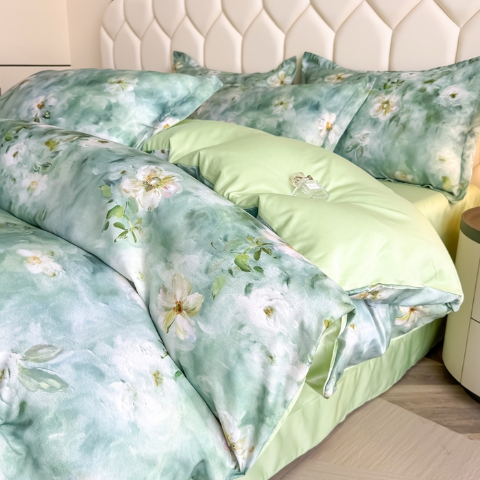 91家纺网 家纺一手货源 找家纺 优纤家纺 2025新款水洗真丝四件套 缦野观夏