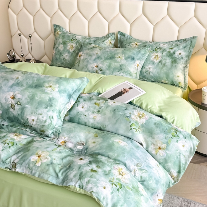 91家纺网 家纺一手货源 找家纺 优纤家纺 2025新款水洗真丝四件套 缦野观夏