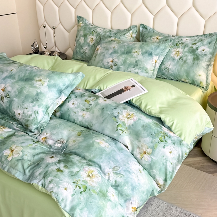 91家纺网 家纺一手货源 找家纺 优纤家纺 2025新款水洗真丝四件套 缦野观夏